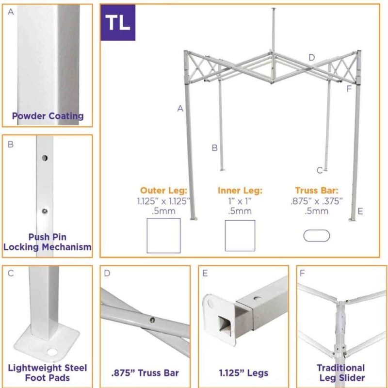 Impact Canopy 10' x 10' White Event and Pop-up Outdoor Canopy with UV Protection Material - Image 3