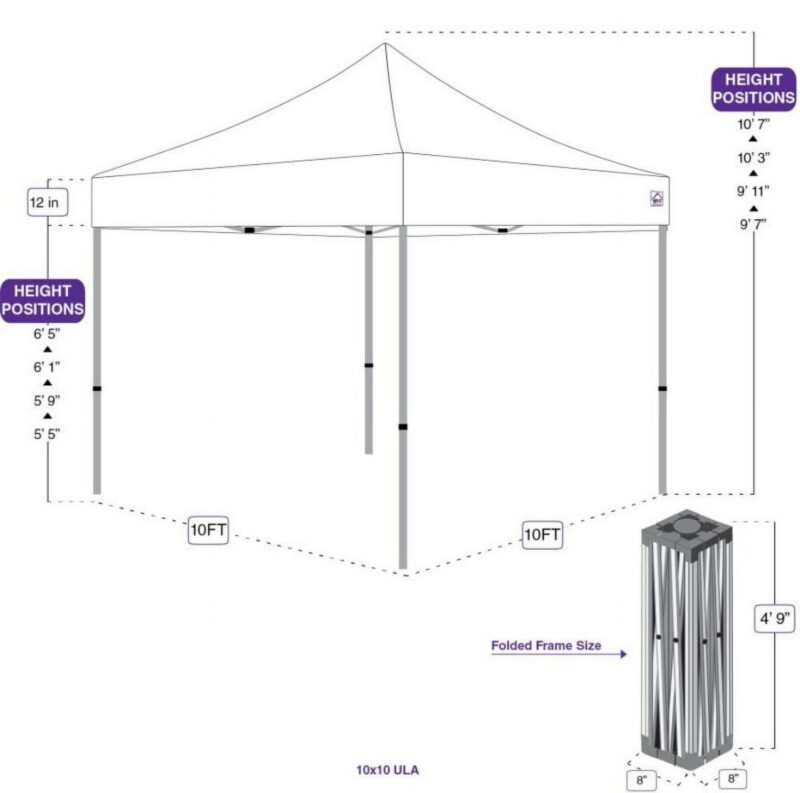 Impact Canopy 10 x 10 Pop Up Canopy Tent, Straight Leg Shelter, Ultra Light Aluminum Frame, UV Coated, Canopy Accessories, Kelly Green - Image 2