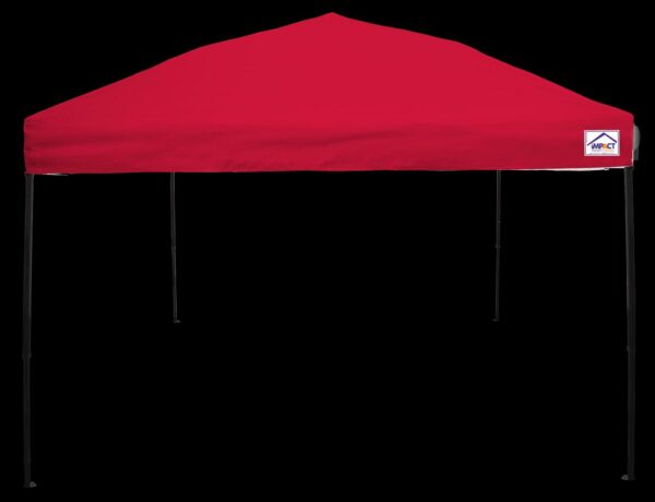 Impact Canopy 10' x 10' Canopy Tent, UV Coated, Black Steel Framed, Pop Up Tent Includes Roller Bag, Red