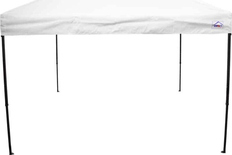 Impact Canopy 10' x 10' Canopy Tent, UV Coated, Black Steel Framed, Pop Up Tent Includes Roller Bag, White
