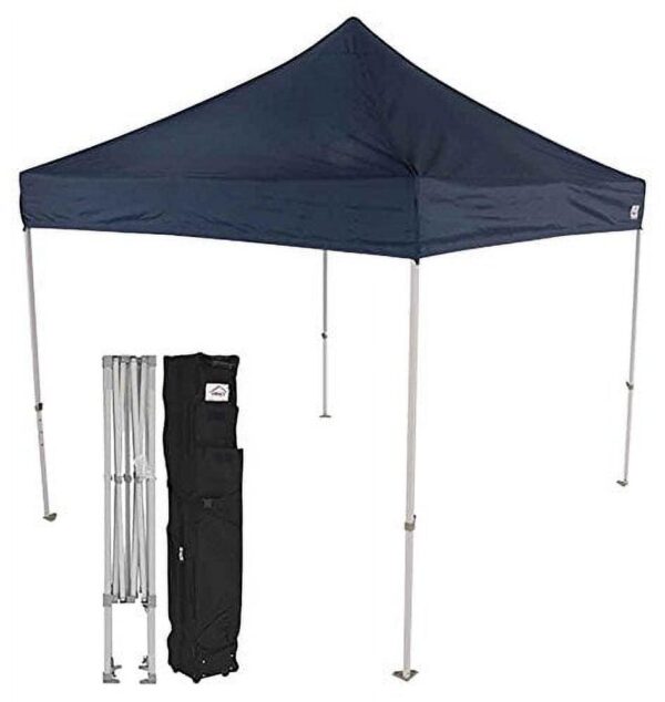 Impact Canopy 10x10 Pop Up Canopy Tent, Powder Coated Steel Frame, Straight Leg, Wheeled Roller Bag, Navy Blue