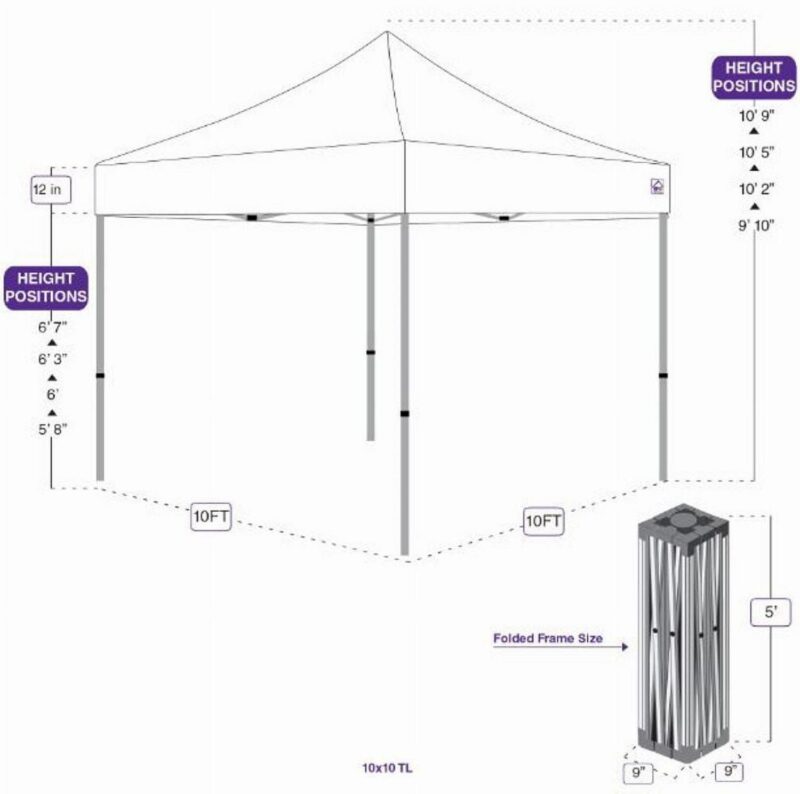 Impact Canopy 10x10 Pop Up Canopy Tent, Mesh Sidewalls, Screen Room, Steel Frame, Gazebo Enclosure, Black - Image 6