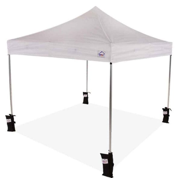 Impact Canopy 10x10 Instant Pop Up Canopy Tent, Straight Leg, Weight Bags, Roller Bag, White