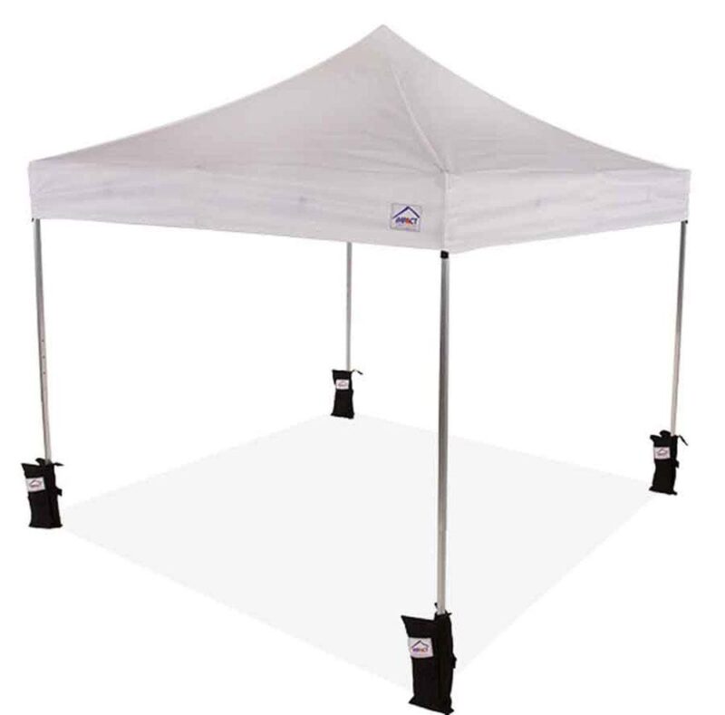 Impact Canopy 10x10 Instant Pop Up Canopy Tent, Straight Leg, Weight Bags, Roller Bag, White