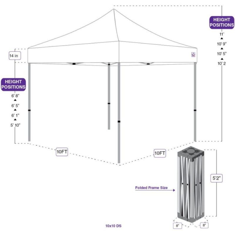 Impact Canopy 10x10 Pop Up Canopy Tent, Sidewalls, Straight Leg Shelter, Steel Frame, Roller Bag, White - Image 2