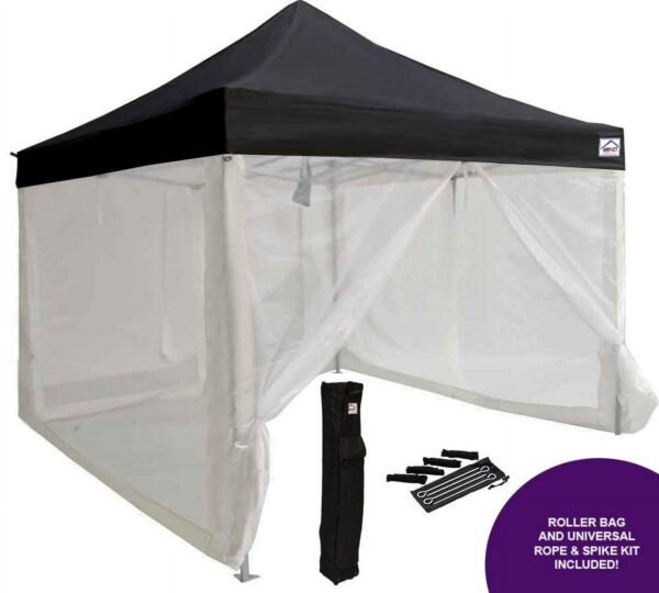 Impact Canopy 10x10 Pop Up Canopy Tent, Mesh Sidewalls, Screen Room, Steel Frame, Gazebo Enclosure, Black