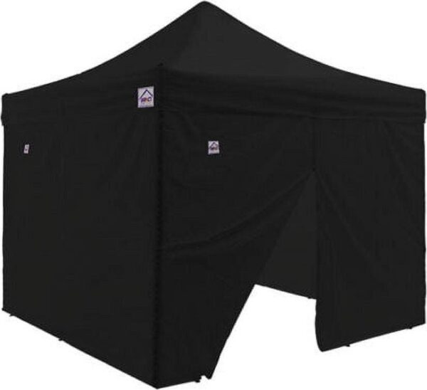 Impact Canopy 10x10 Pop Up Canopy Tent, Sidewalls, Straight Leg Shelter, Steel Frame, Roller Bag, Black