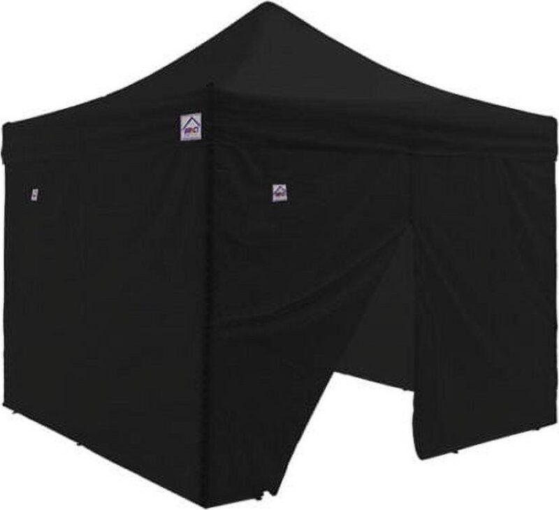 Impact Canopy 10x10 Pop Up Canopy Tent, Sidewalls, Straight Leg Shelter, Steel Frame, Roller Bag, Black