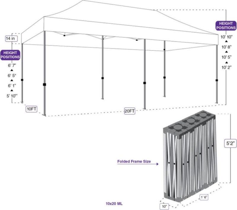 Impact Canopy 10x20 Instant Pop Up Canopy Tent, Commercial Grade Aluminum Frame, Wheeled Roller Bag, White - Image 4