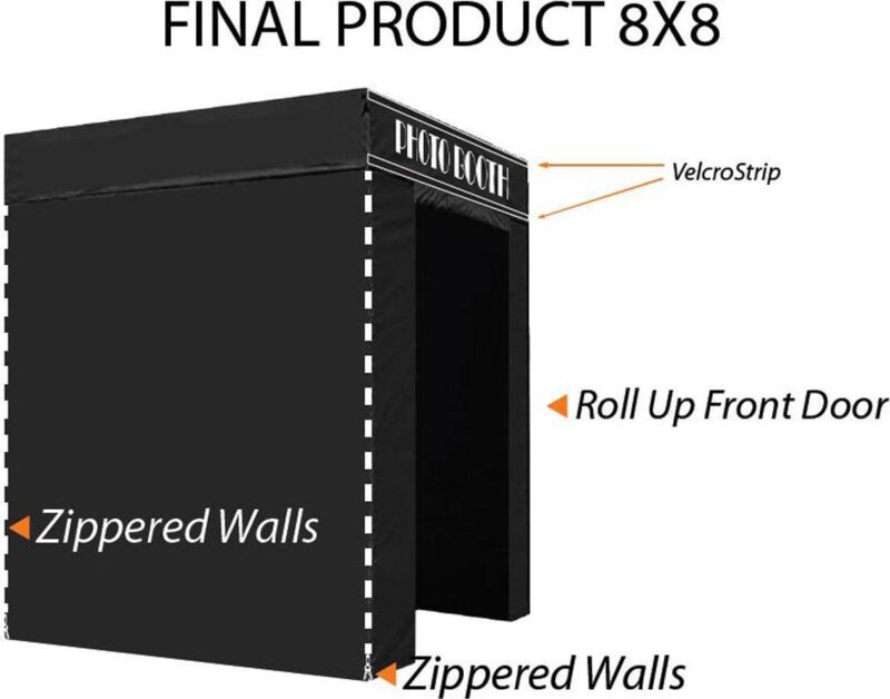 Impact Canopy 8 x 8 Pop Up Portable Photo Booth, Photo Tent, Pop Up Photo Studio Booth, Sidewalls, Roller Bag, Black - Image 2