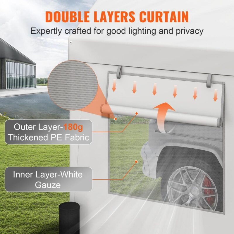 KFFKFF Carport Canopy Car Canopy 10 x 20 Feet and 8 Legs, Side Walls and Windows White - Image 4