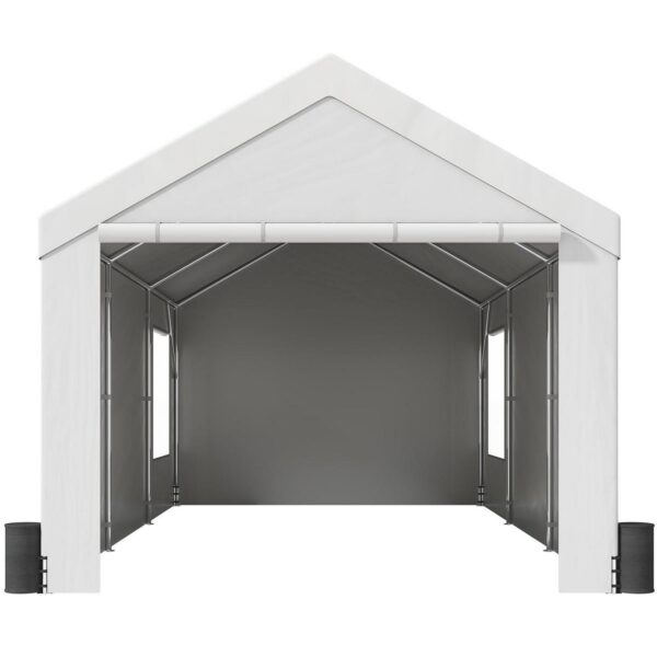 KFFKFF Carport Canopy Car Canopy 10 x 20 Feet and 8 Legs, Side Walls and Windows White
