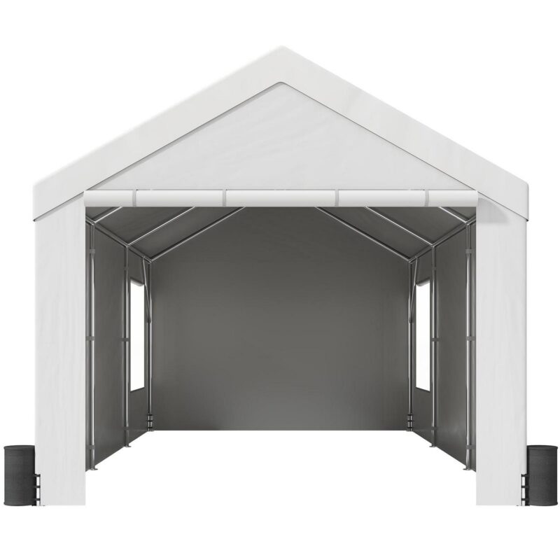 KFFKFF Carport Canopy Car Canopy 10 x 20 Feet and 8 Legs, Side Walls and Windows White