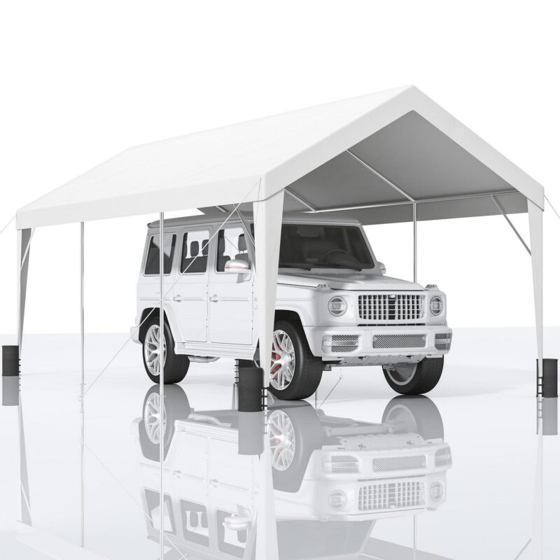 KFFKFF Carport Car Canopy Garage Shelter Tent 10x20ft with 8 poles for car boat - Image 9