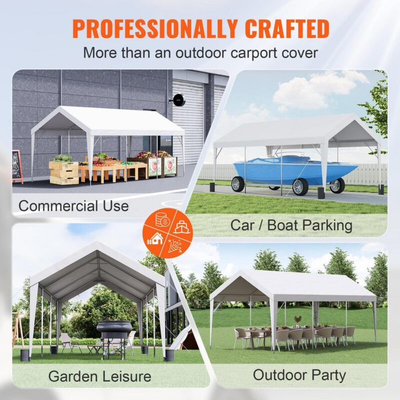 KFFKFF Carport Car Canopy Garage Shelter Tent 10x20ft with 8 poles for car boat - Image 5