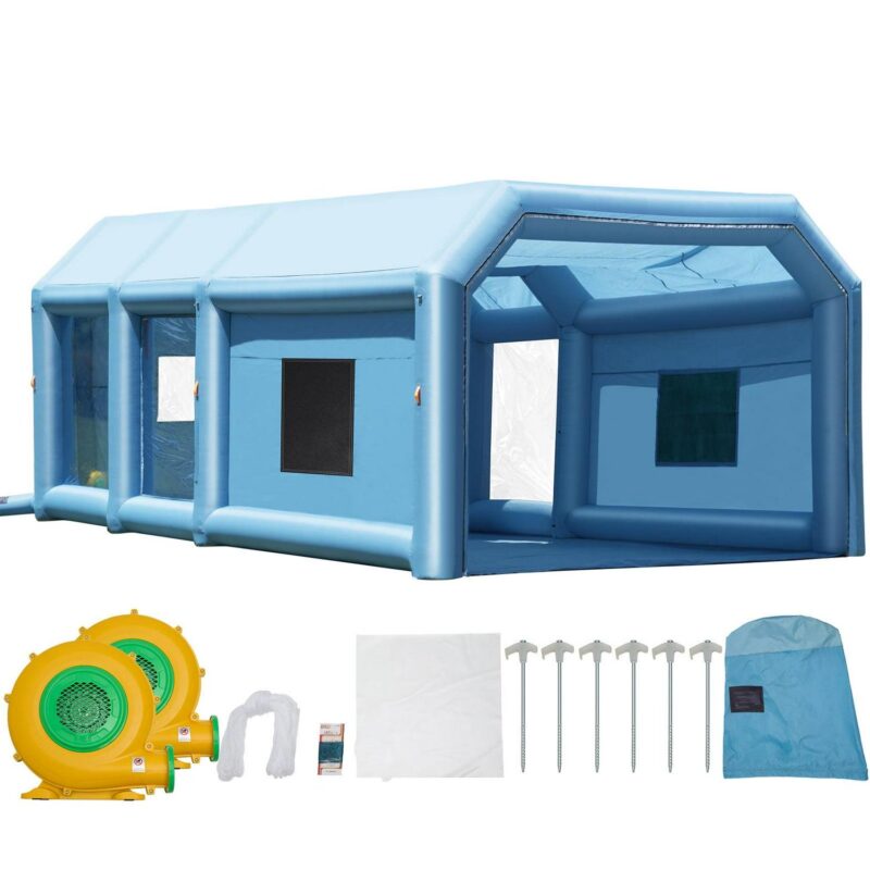 KFFKFF Inflatable Spray Shelter, Dimensions 26.2x14.8x9.8 ft, Includes Dual Blowers (950W+750W) and Filtration System, Ideal for Small Trucks, Large Motorcycles, Midsize SUVs - Image 9