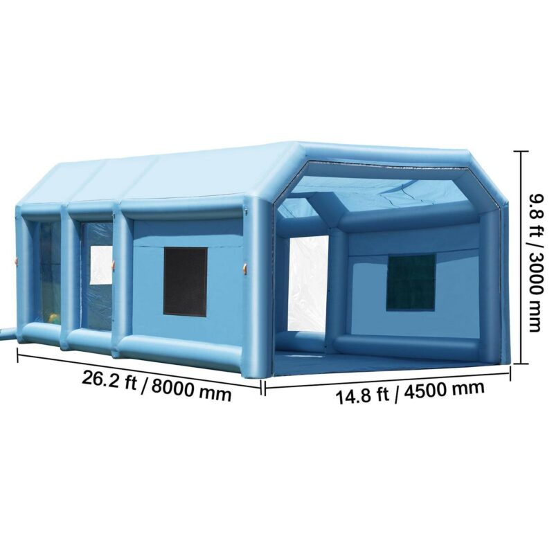 KFFKFF Inflatable Spray Shelter, Dimensions 26.2x14.8x9.8 ft, Includes Dual Blowers (950W+750W) and Filtration System, Ideal for Small Trucks, Large Motorcycles, Midsize SUVs - Image 8