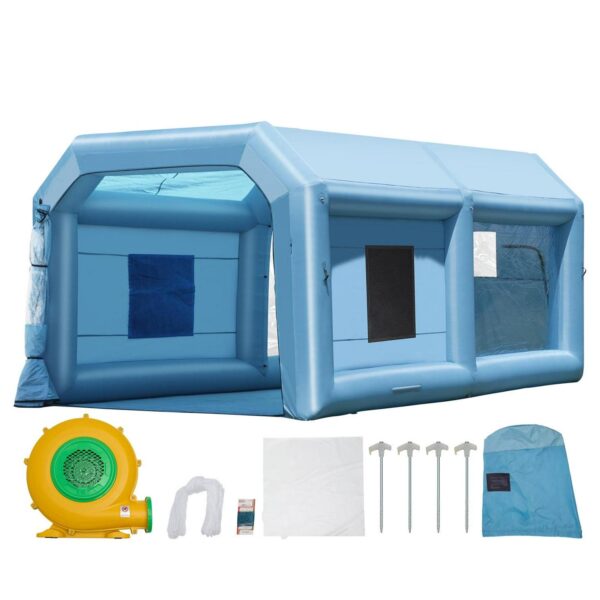 KFFKFF Portable Spray Shelter, 21x13.5x9.8 ft, Includes 1100W Blower and Filtration System, Ideal for Mid-Size Vehicles and Bulky Furniture