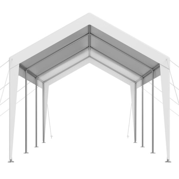 KFFKFF Vehicle Shelter, 10 x 20 FT Exterior Vehicle Cover, Movable Shelter, Robust Galvanized Vehicle Protection, Resistant to UV and Water, Year-Round Guard, Storage Unit for Car, Boat, Motorcycle