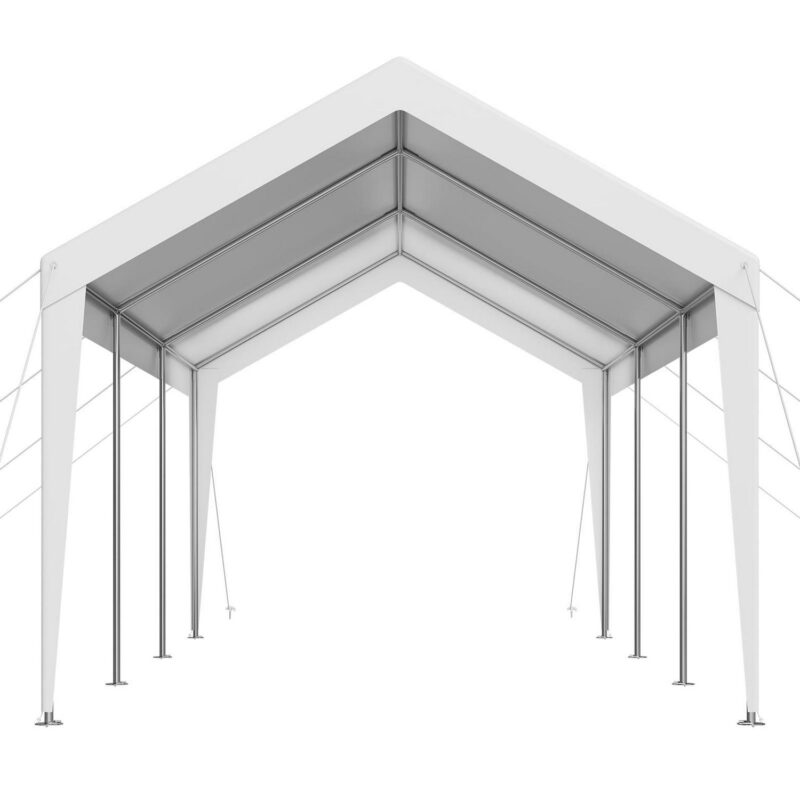 KFFKFF Vehicle Shelter, 10 x 20 FT Exterior Vehicle Cover, Movable Shelter, Robust Galvanized Vehicle Protection, Resistant to UV and Water, Year-Round Guard, Storage Unit for Car, Boat, Motorcycle