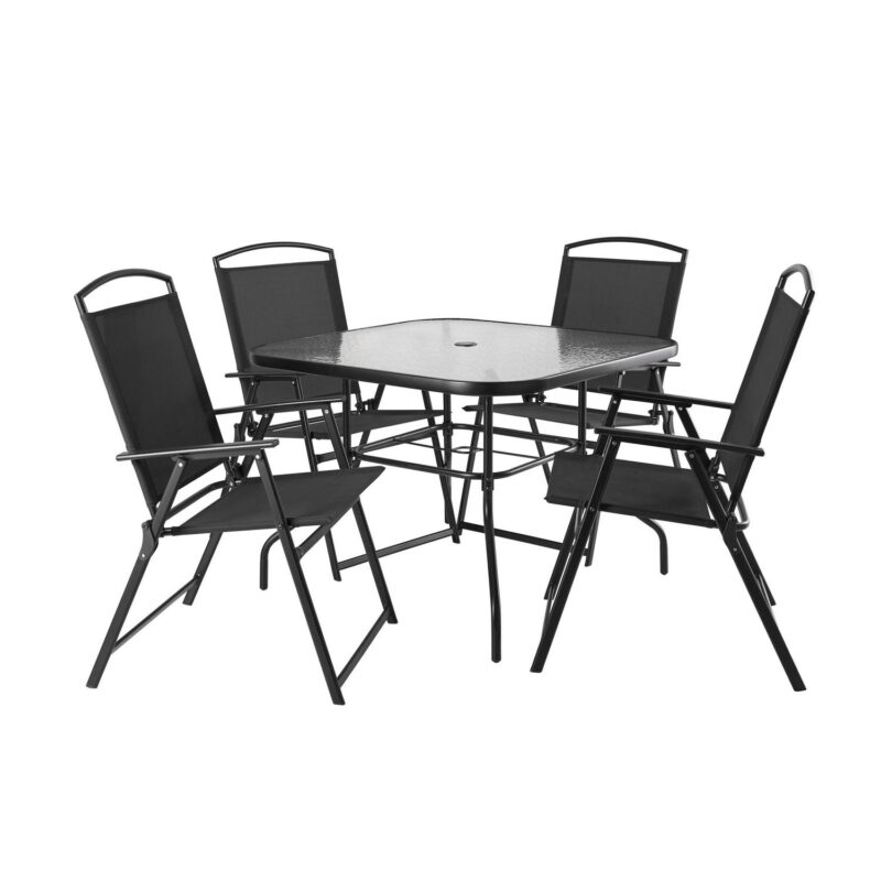 Mainstays Albany Lane 6-Piece Outdoor Patio Dining Set, Black (Umbrella Base Sold Separately) - Image 3