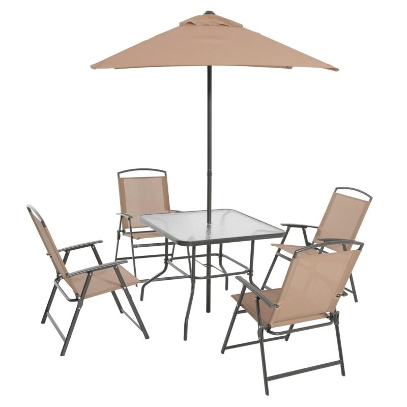Mainstays Albany Lane 6-Piece Outdoor Patio Dining Set, Tan - Image 3