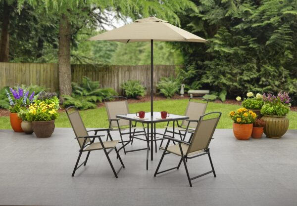 Mainstays Albany Lane 6-Piece Outdoor Patio Dining Set, Tan