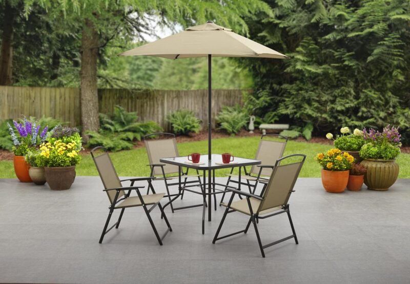 Mainstays Albany Lane 6-Piece Outdoor Patio Dining Set, Tan