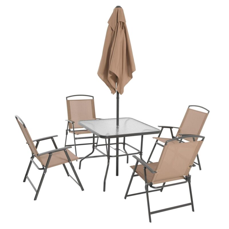 Mainstays Albany Lane 6-Piece Outdoor Patio Dining Set, Tan - Image 2
