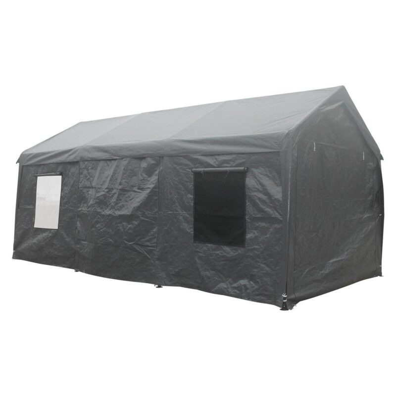 Miniyam Outdoor Carport, 10'x20' Heavy Duty Carport with Roll-up Ventilated Windows, Portable Garage with Removable Sidewalls and Doors for Car, Truck, Gray - Image 5