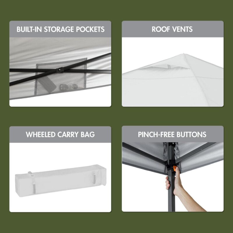 Ozark Trail 12' x 12' Instant Straight Leg Canopy for Camping - Gray - Image 6