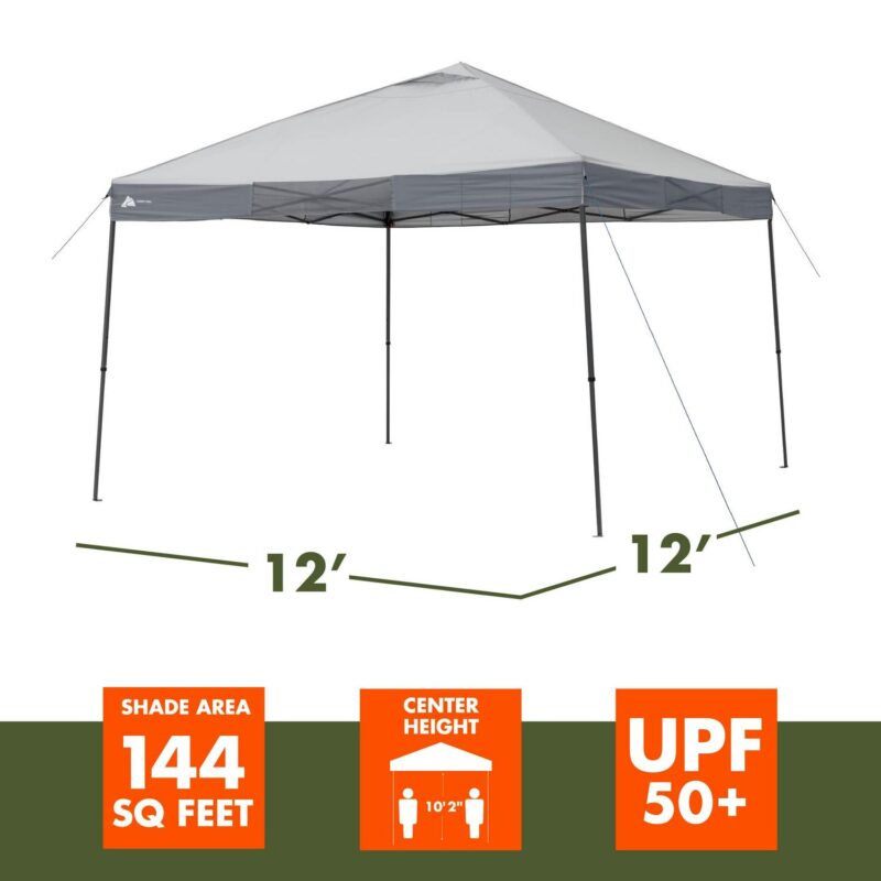 Ozark Trail 12' x 12' Instant Straight Leg Canopy for Camping - Gray - Image 5