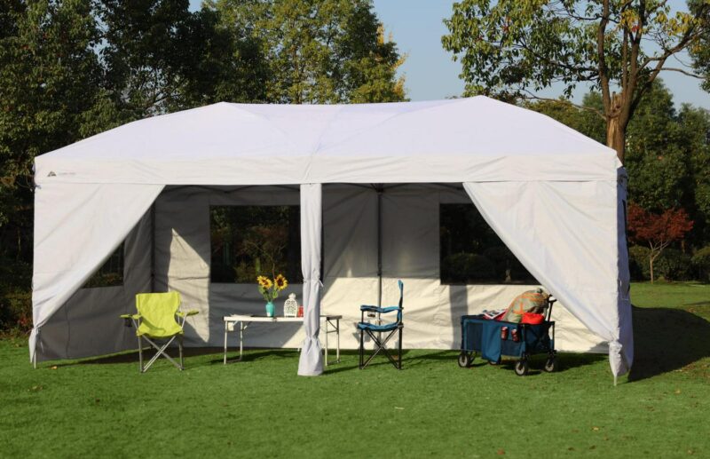 Ozark Trail 20x10 ft Straight Leg Pop Up Canopy Tent with Wheeled Bag a Outdoor Event Shelter, White - Image 7