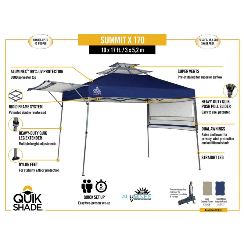 Quik Shade  Summit X  10 x 17 Foot Straight Leg Pop Up Instant Canopy, Taupe - Image 8