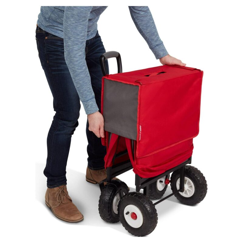 Radio Flyer, 3-in-1 All-Terrain EZ Fold Wagon with Canopy, Red and Gray, Air Tires - Image 20