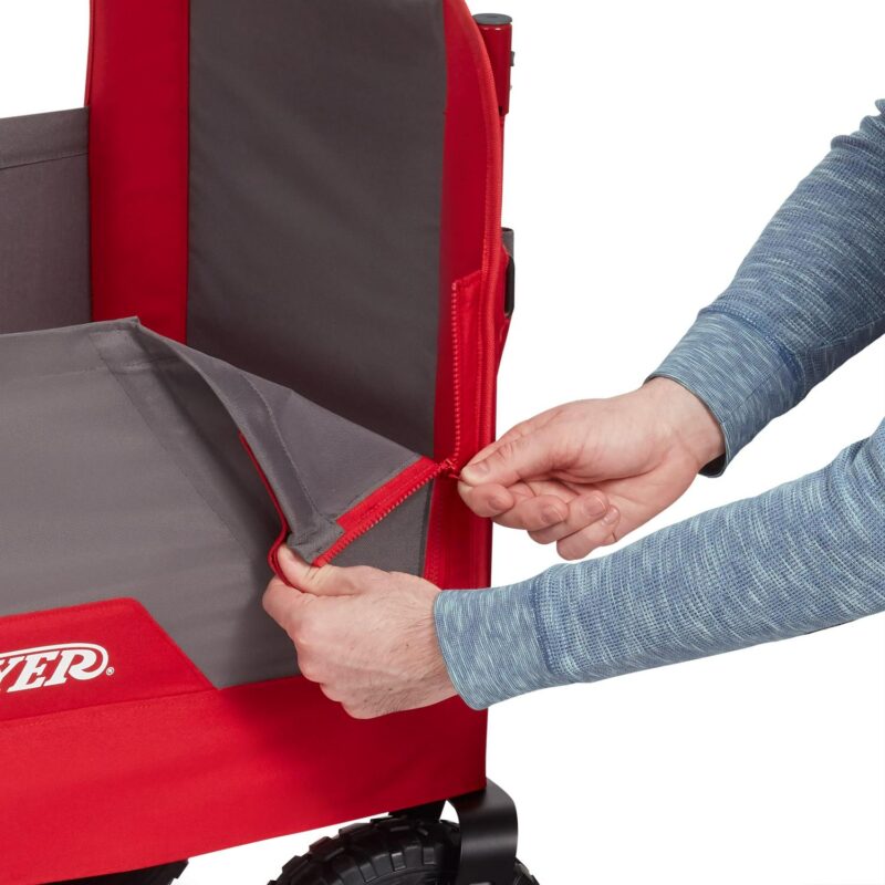 Radio Flyer, 3-in-1 All-Terrain EZ Fold Wagon with Canopy, Red and Gray, Air Tires - Image 10