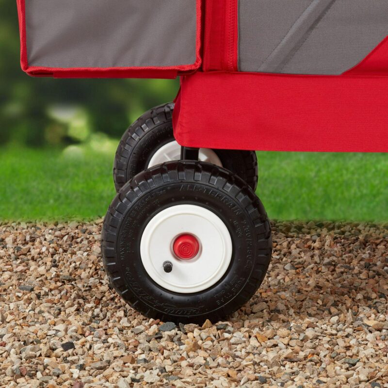 Radio Flyer, 3-in-1 All-Terrain EZ Fold Wagon with Canopy, Red and Gray, Air Tires - Image 14