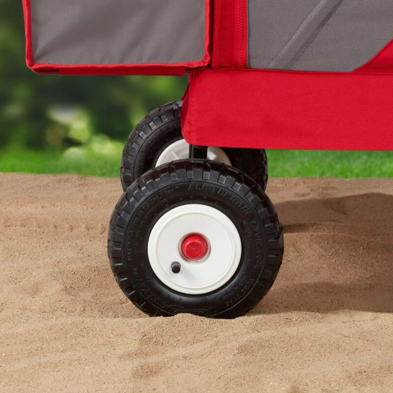 Radio Flyer, 3-in-1 All-Terrain EZ Fold Wagon with Canopy, Red and Gray, Air Tires - Image 13