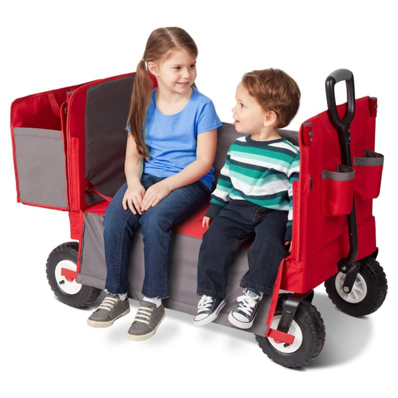 Radio Flyer, 3-in-1 All-Terrain EZ Fold Wagon with Canopy, Red and Gray, Air Tires - Image 11