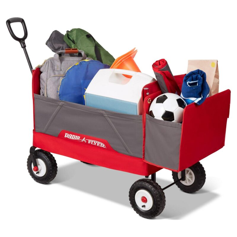 Radio Flyer, 3-in-1 All-Terrain EZ Fold Wagon with Canopy, Red and Gray, Air Tires - Image 8