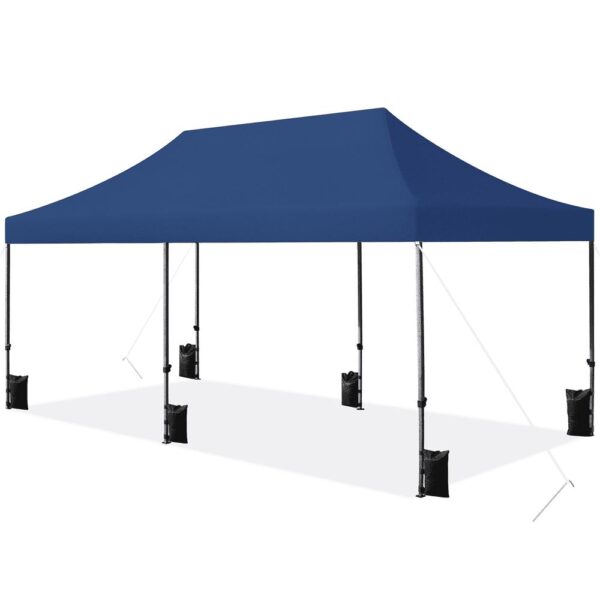 Renwick 10A 20Ft Instant Pop Up Commercial Canopy with Wheeled Carry Bag, Navy Blue