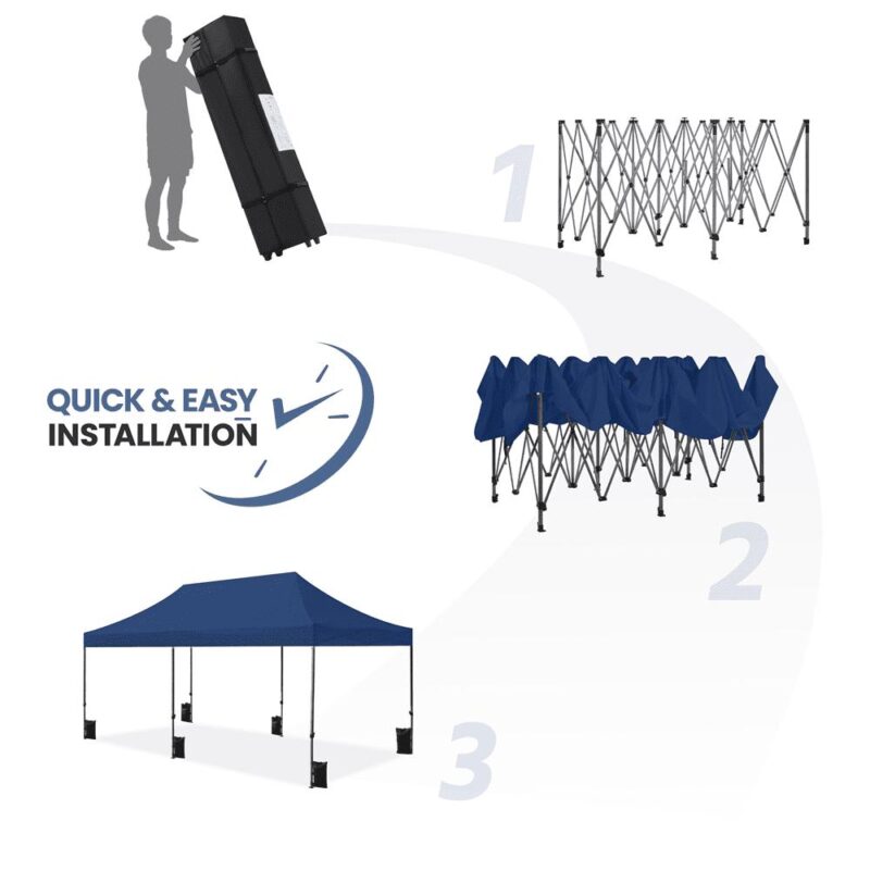 Renwick 10A 20Ft Instant Pop Up Commercial Canopy with Wheeled Carry Bag, Navy Blue - Image 6