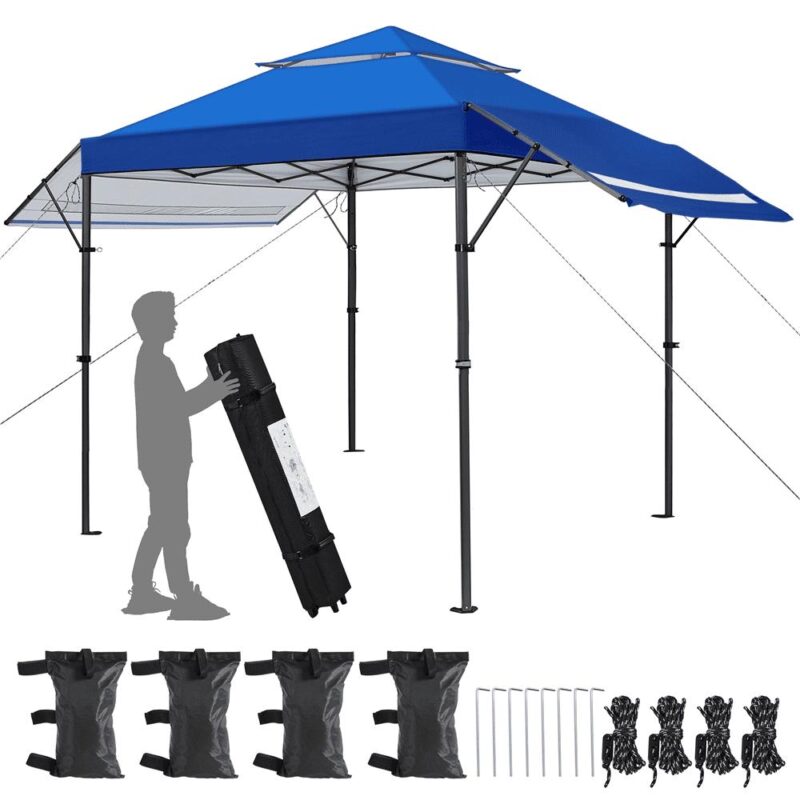 Renwick 10 A 17 ft Pop-up Canopy Tent w/ Side Awnings and One-handed Setup, Blue - Image 9