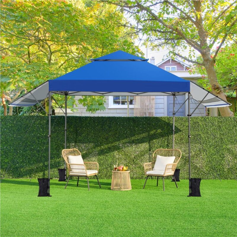 Renwick 10 A 17 ft Pop-up Canopy Tent w/ Side Awnings and One-handed Setup, Blue - Image 10