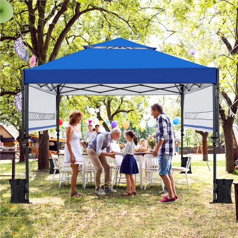 Renwick 10 A 17 ft Pop-up Canopy Tent w/ Side Awnings and One-handed Setup, Blue - Image 2