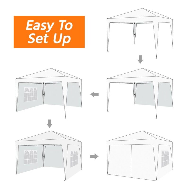 Renwick 10x10 ft Pop Up Canopy Tent with 4 Sidewalls, White - Image 6