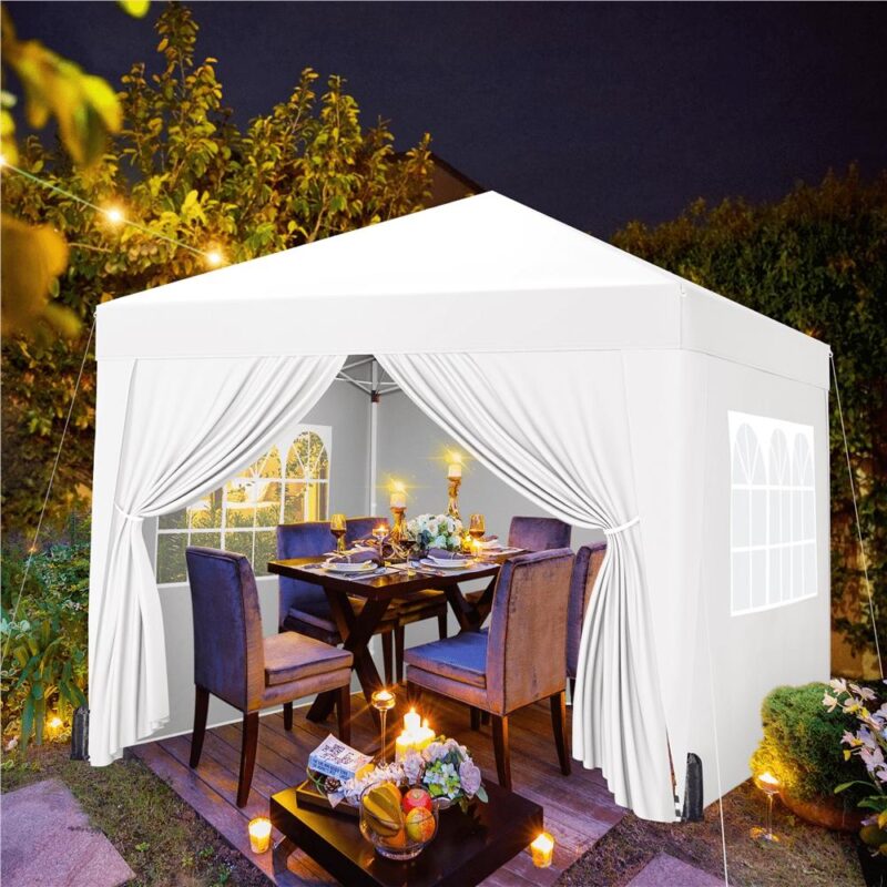 Renwick 10x10 ft Pop Up Canopy Tent with 4 Sidewalls, White - Image 5