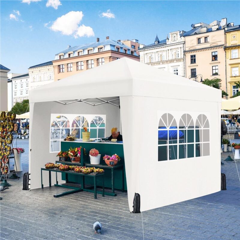 Renwick 10x10 ft Pop Up Canopy Tent with 4 Sidewalls, White - Image 4