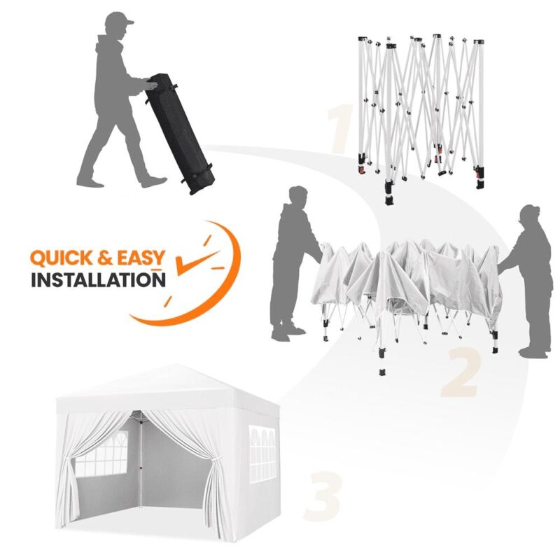 Renwick 10x10 ft Pop Up Canopy Tent with 4 Sidewalls, White - Image 9