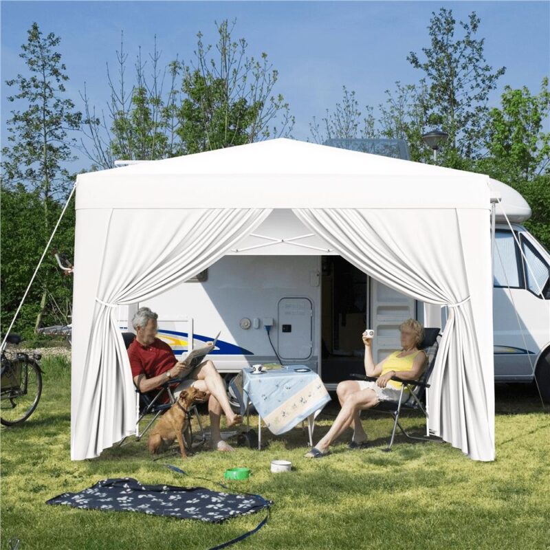 Renwick 10x10 ft Pop Up Canopy Tent with 4 Sidewalls, White - Image 3